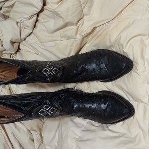 Montenegro made in Mexico black Ostrich cowboy boots 9.5D